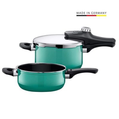 Bộ nồi áp suất Silit Sicomatic T-Plus Duo 4.5+3L green